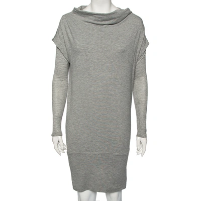 Pre-owned Diane Von Furstenberg Grey Knit Financier Sweatshirt Dress S
