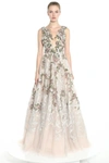 MARCHESA FLORAL SEQUIN EMBROIDERED GOWN,97C4FD55-0ED1-63CB-FEBB-EC852455BF9D