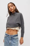 Urban Outfitters Uo Kyla Cropped Turtleneck Sweater In Dark Grey