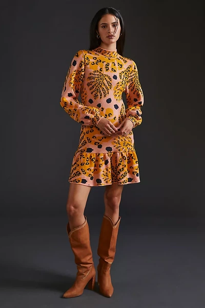 Farm Rio Palms Sweater Mini Dress In Pink