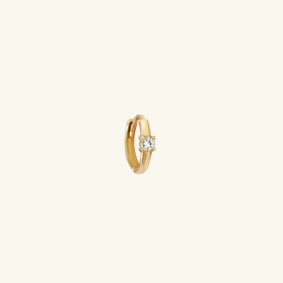 Mejuri Single Colored Mini Hoop White Sapphire In Yellow