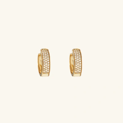 Mejuri Pave Diamond Bold Huggie Hoops In Yellow