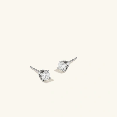 Mejuri Large Diamond Studs White Gold In Silver