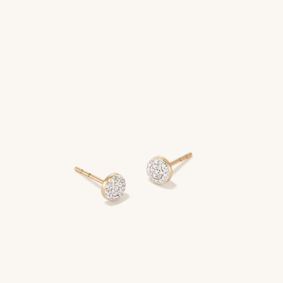 Mejuri Pave Diamond Round Studs In Yellow