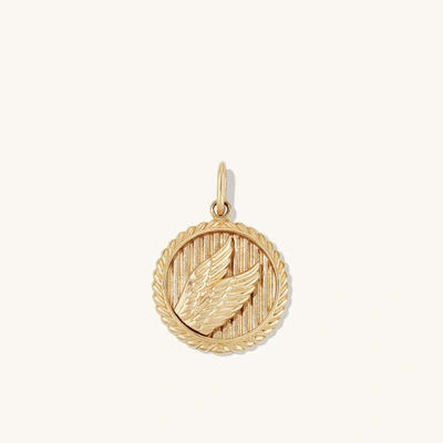 Mejuri Victory Winged Coin Charm Pendant In Yellow