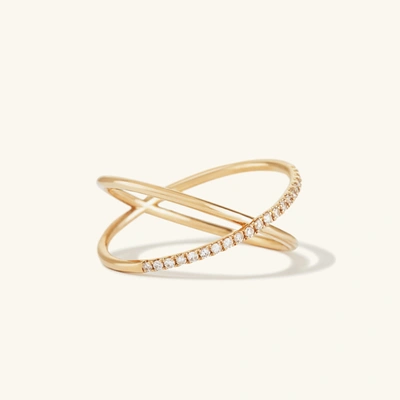 Mejuri Pave Diamond X Ring In Yellow