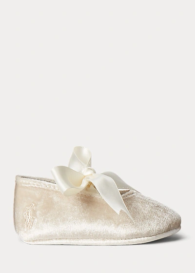 Ralph Lauren Babies' Briley Velvet Slipper In Champagne