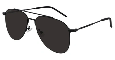 Saint Laurent Dark Grey Unisex Sunglasses Sl 392 Wire-002 57 In Black,grey