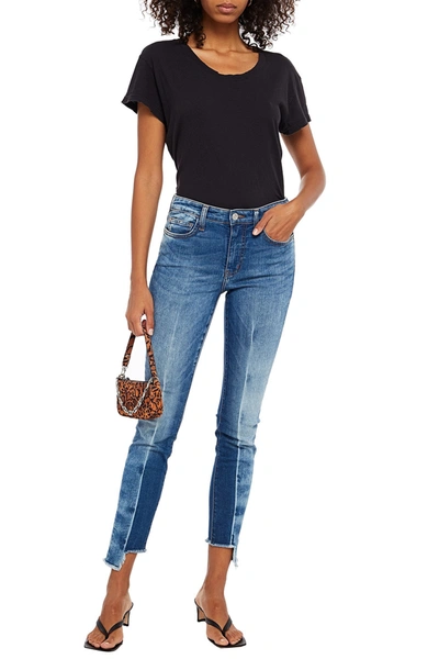 Current Elliott Frayed Mid-rise Skinny Jeans In Blue