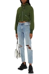 Shop Retroféte Cropped French Cotton-terry Hooded Jacket In Forest Green