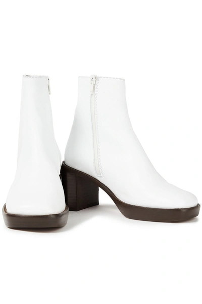 By Far Ellen Leather Platform Ankle Boots In White