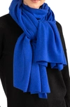 Amicale Cashmere Travel Wrap Scarf In Blue