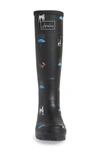 Joules 'welly' Print Rain Boot In Blkcatdog