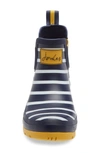 Joules Wellibob Short Rain Boot In Navy Engineered Stripe