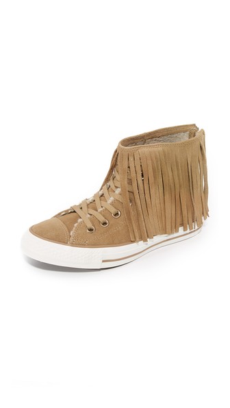 converse chuck taylor all star fringe suede and faux shearling high top