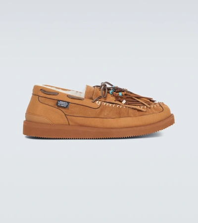 Alanui Suicoke Owm Shearling-lined Suede Loafers In Brown