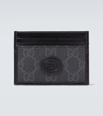 Gucci Gg Supreme Canvas Cardholder In Black/black