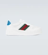 GUCCI LEATHER SNEAKERS WITH WEB,P00613386