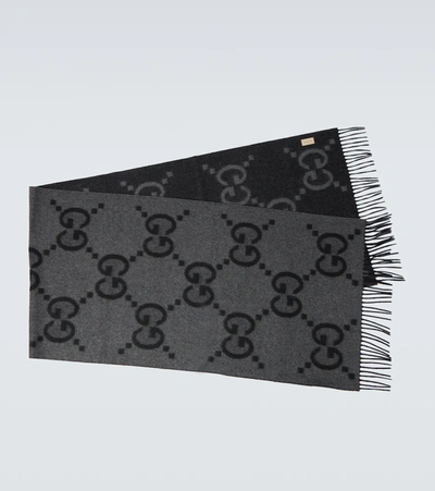 GUCCI CASHMERE GG JACQUARD SCARF,P00613405