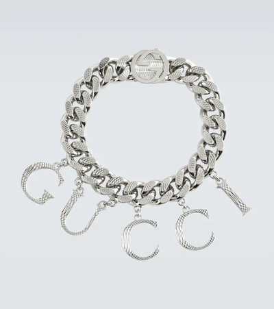 Gucci Bracelet With  Script In New Palladio Antiall