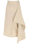 A.W.A.K.E. DECONSTRUCTED DOUBLE MIDI SKIRT,PF21 S02 WO05 BEIGE