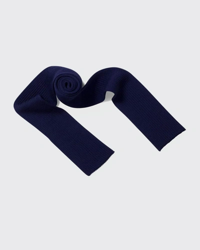 Andersen-andersen Men's Wool Flat Knit Scarf In Royal Blue