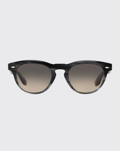 Brunello Cucinelli Nino Polarized Round Acetate Sunglasses In Grey Tortoise