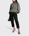 Toccin Baby-doll Turtleneck Blouse In Charcoal