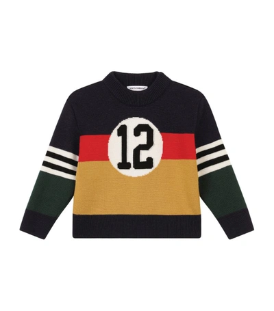 Dolce & Gabbana Babies' Kids Virgin Wool Colour-block Sweater (3-30 Months) In Nero