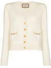Gucci Chain-embellished Cashmere Cardigan In Weiss