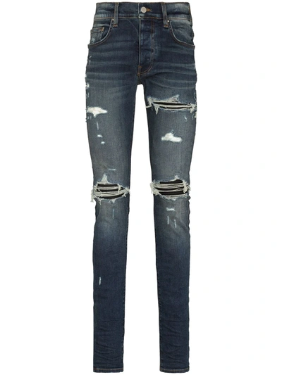 Amiri Mx1 Distressed Skinny Jeans In Blue