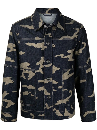 Ports V Camouflage-print Denim Jacket In Blau