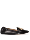 Tory Burch Eleanor Leather Medallion Loafers In Black