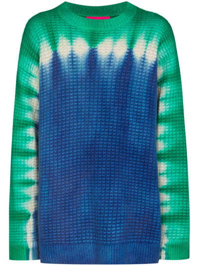 The Elder Statesman Daybreak Tie-dye Cashmere Sweater In Green