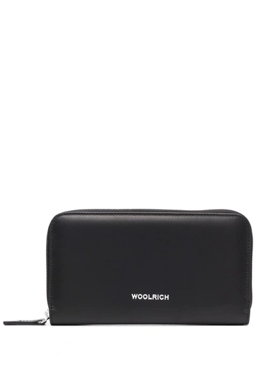 Woolrich Logo-print Zip-around Wallet In Schwarz