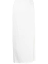 Goodious Ribbed Side-slit Maxi Skirt In Weiss