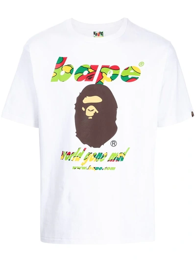 A Bathing Ape World Gone Mad Logo-print T-shirt In Weiss