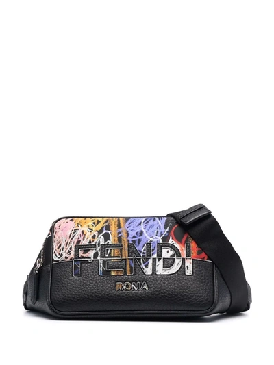 Fendi Noel Fielding Print Belt Bag In Black Multicolor Palladium