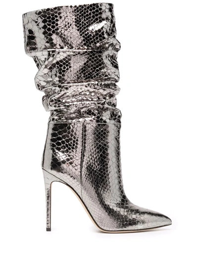 Paris Texas Slouchy-design 105mm Leather Boots In Gunmetal