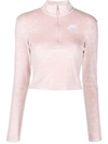 Nike Dri-fit Half-zip Long Sleeve Top In Pale Pink