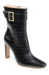 Journee Collection Elaine Croc Embossed Comfort Foam Bootie In Black