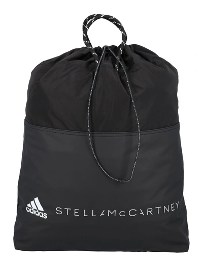 Adidas By Stella Mccartney Logo Print Gym Backpack In Black