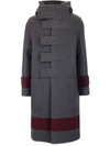 BURBERRY BURBERRY STRIPED HOODED DUFFLE COAT