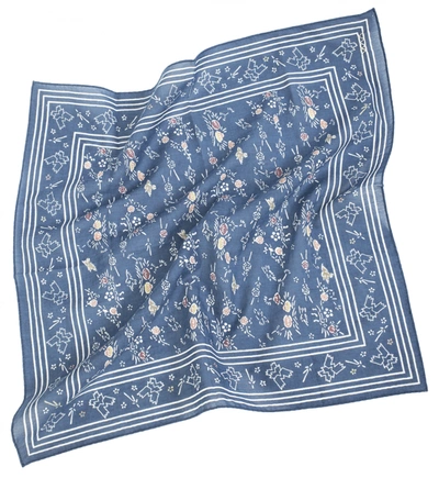 Visvim Printed Cotton Bandana In Blue