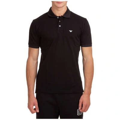 Emporio Armani Logo Embroidered Polo Shirt In Black