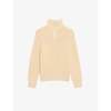 SANDRO MENS NATURELS ZIP-UP FUNNEL-NECK WOOL-BLEND JUMPER XS