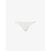 Skims Dipped Mid-rise Stretch-cotton Thong In Bone