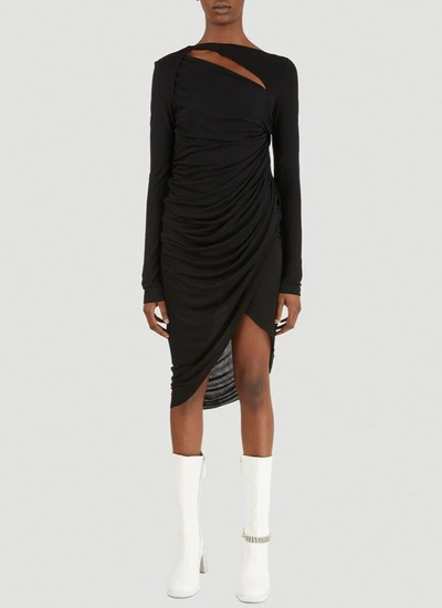 Helmut Lang Scala Asymmetric Cutout Gathered Jersey Dress In Black