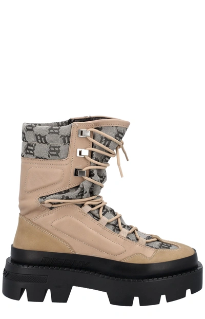 Misbhv Monogram Leather Boots In Beige