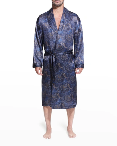 Majestic Men's Silk Paisley Shawl Robe In Burgundy | ModeSens